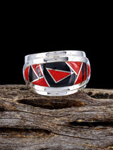 Opalite and Black Jade Inlay Ring Size 9 1/2