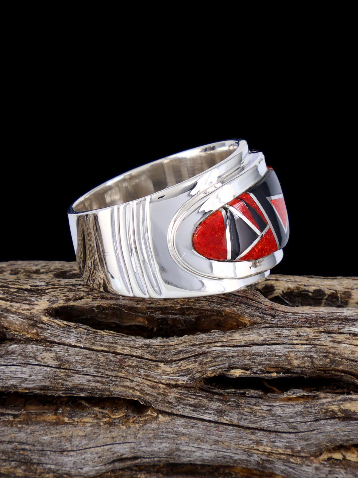 Opalite and Black Jade Inlay Ring Size 9 1/2