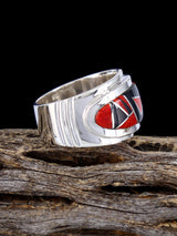 Opalite and Black Jade Inlay Ring Size 9 1/2