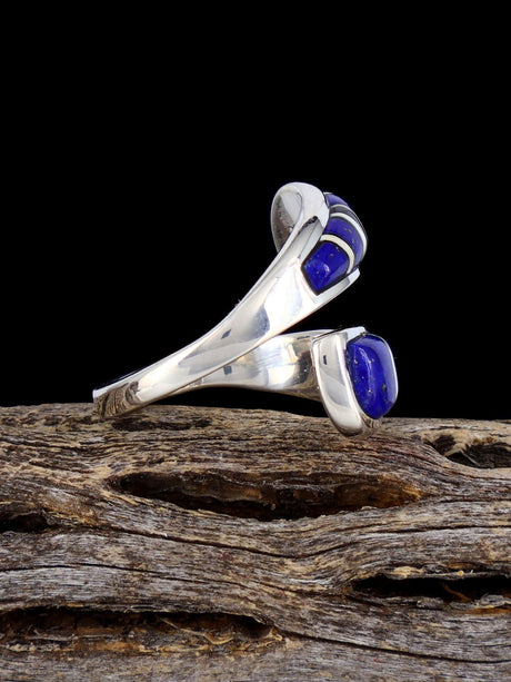 Adjustable Lapis Inlay Ring, Size 6+