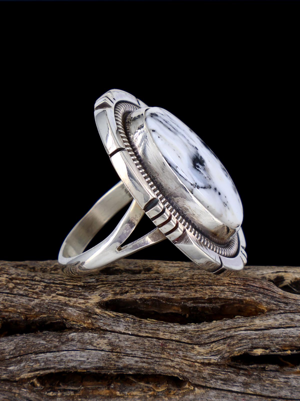 Native American White Buffalo Ring, Size 7