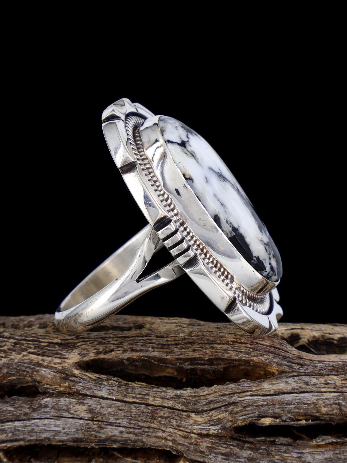 Native American White Buffalo Ring, Size 8
