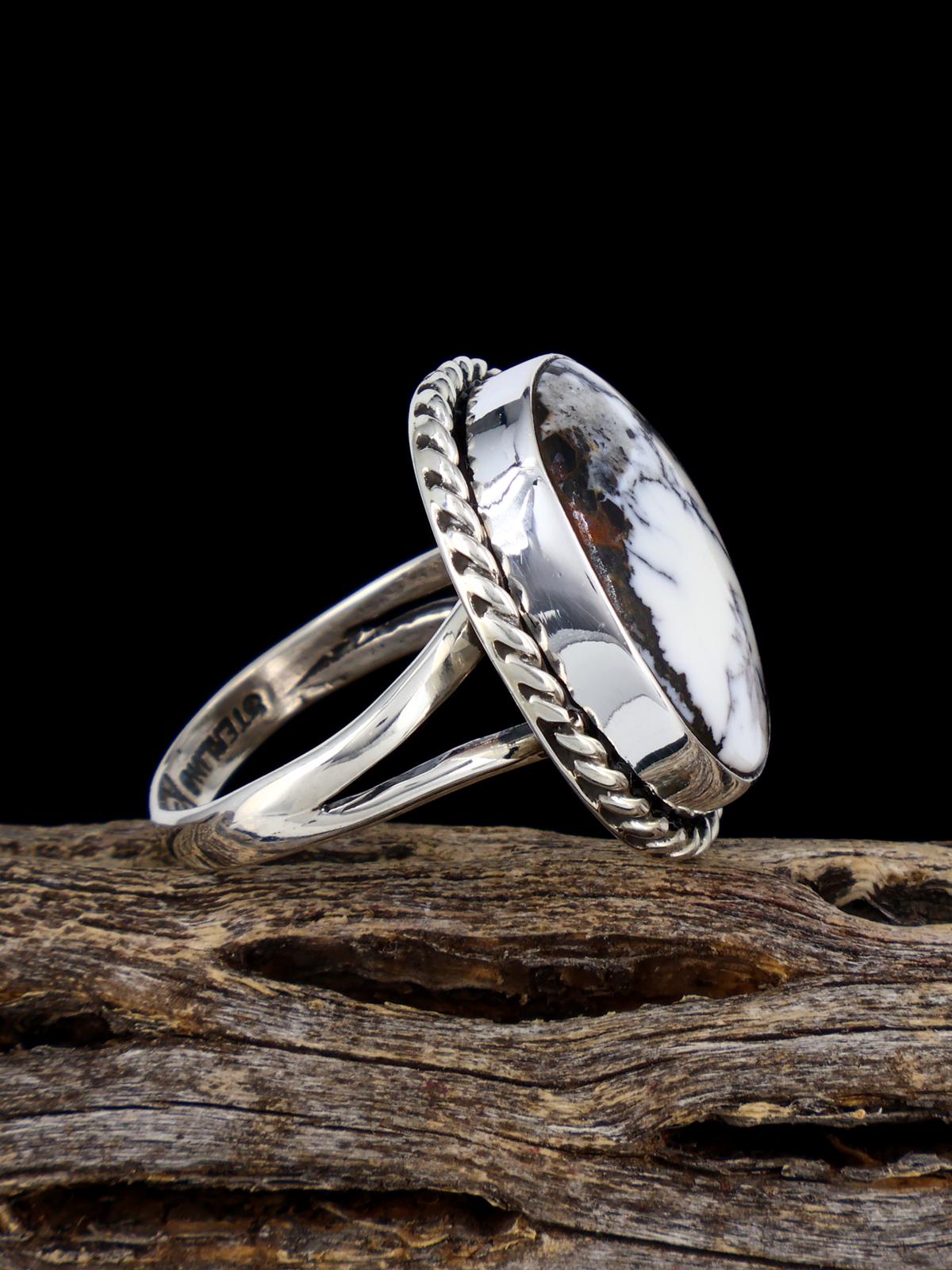 Native American White Buffalo Ring, Size 6 1/2