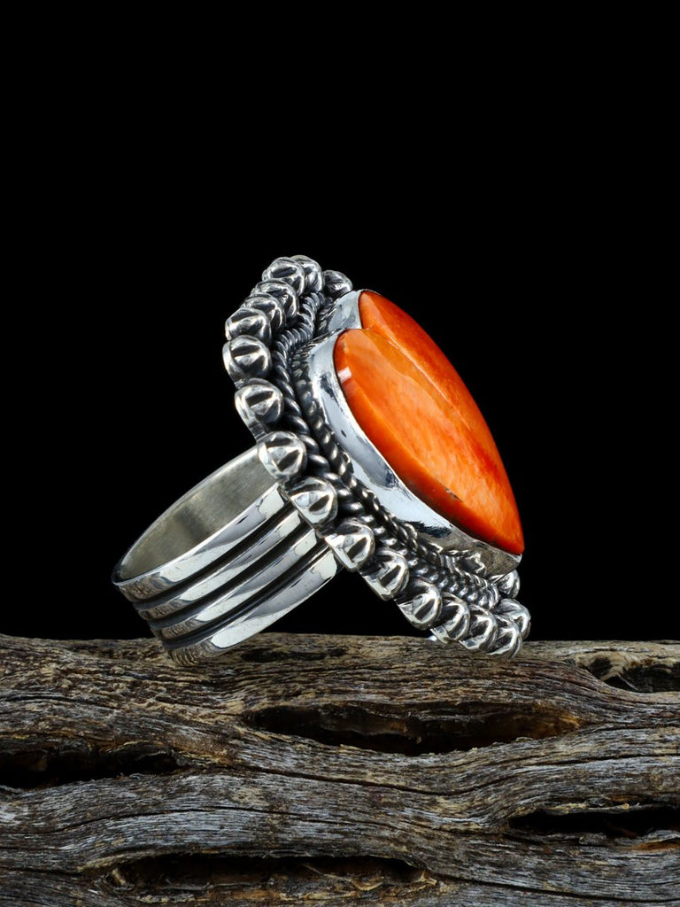 Spiny Oyster Heart Sterling Silver Ring, Size 8 - PuebloDirect.com