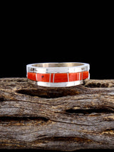 Navajo Coral Inlay Ring, Multiple Sizes - PuebloDirect.com