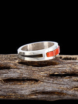 Navajo Coral Inlay Ring, Multiple Sizes - PuebloDirect.com