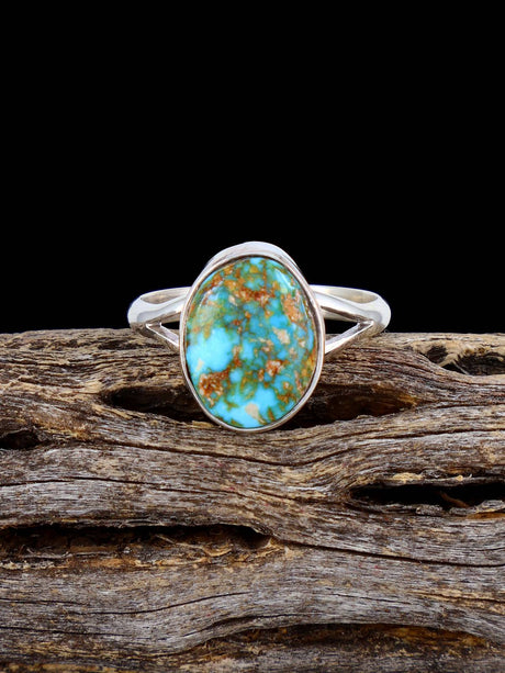 Native American-Made Kingman Turquoise Ring, Size 7 - PuebloDirect.com
