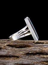 Sterling Silver Zuni Inlay Jet and Turquoise Ring, Size 8 1/2 - PuebloDirect.com