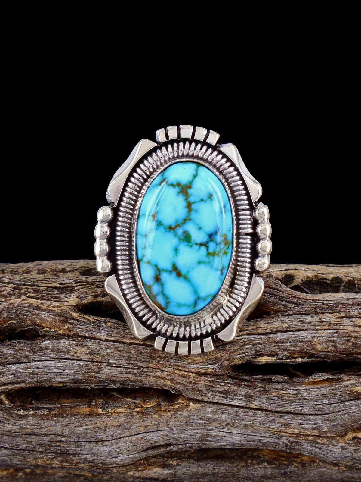 Native American Kingman Turquoise Ring, Size 8 - PuebloDirect.com