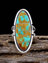 Navajo Turquoise Inlay Ring, Size 8 - PuebloDirect.com