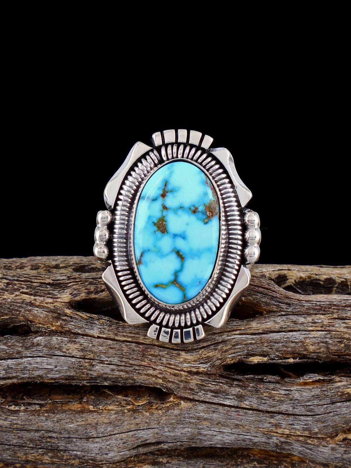 Native American Kingman Turquoise Ring, Size 6 1/2 - PuebloDirect.com