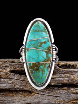 Navajo Turquoise Inlay Ring, Size 8 - PuebloDirect.com
