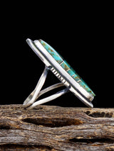Navajo Turquoise Inlay Ring, Size 7 - PuebloDirect.com