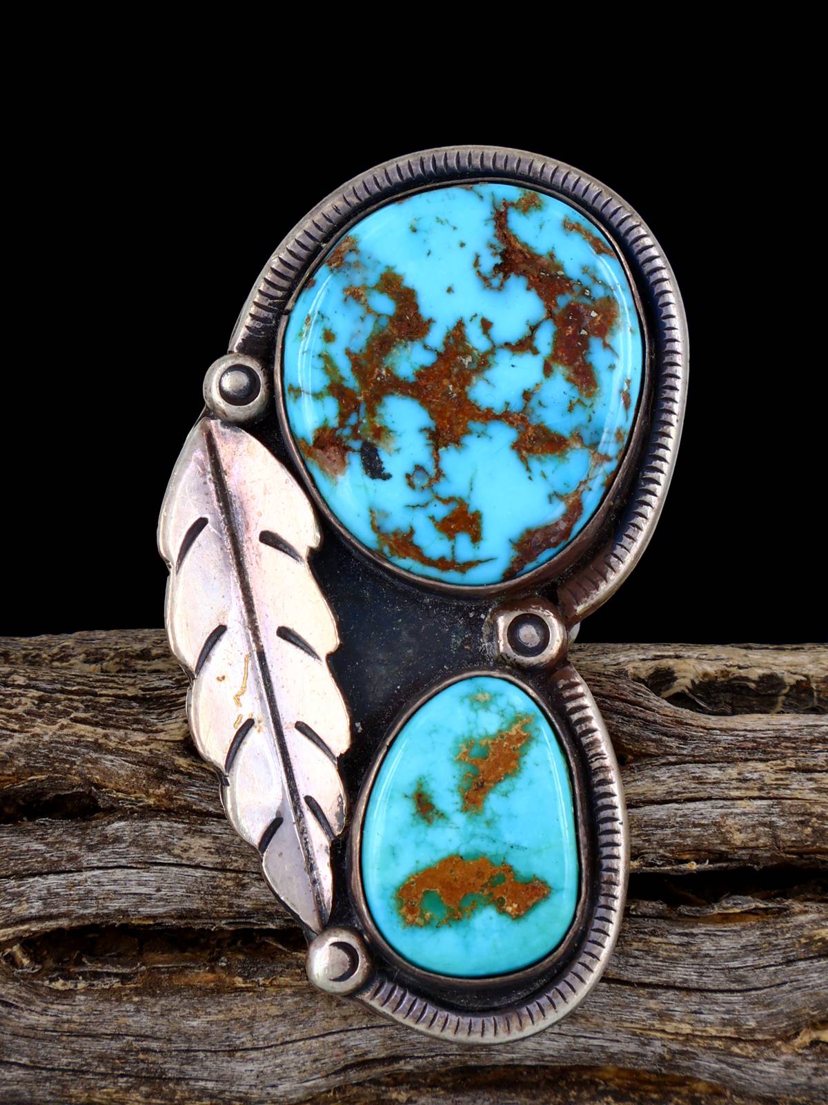 Vintage Native American Sterling Silver Turquoise Ring, Size 7 1/2