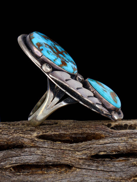 Vintage Native American Sterling Silver Turquoise Ring, Size 7 1/2 - PuebloDirect.com