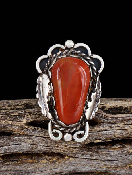 Estate Old Sterling Silver Petrified Wood Ring, Size 6.5 - PuebloDirect.com
