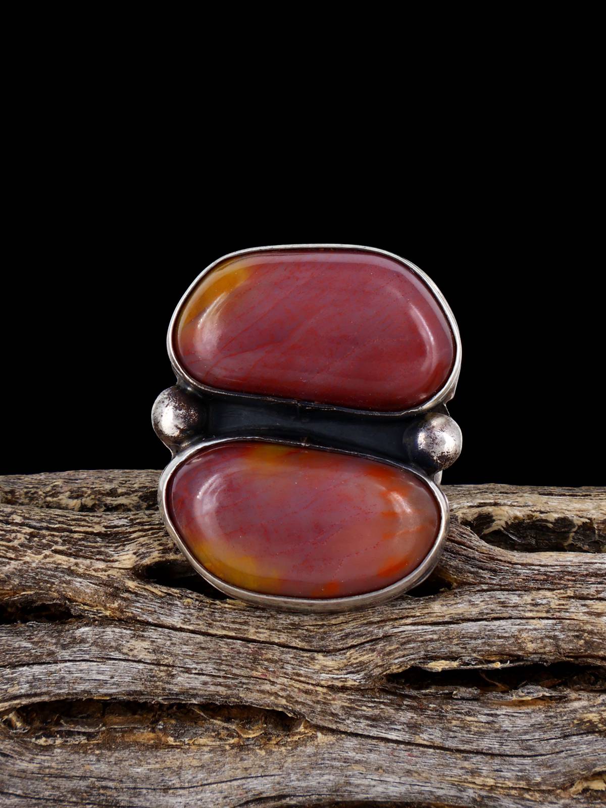 Estate Old Sterling Silver Petrified Wood Ring, Size 5.5 - PuebloDirect.com