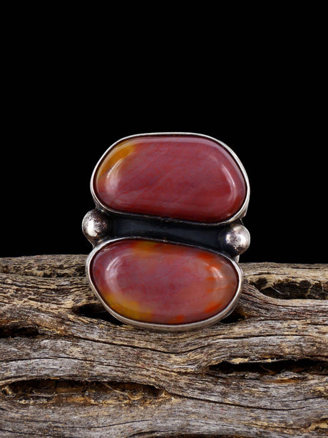 Estate Old Sterling Silver Petrified Wood Ring, Size 5.5 - PuebloDirect.com