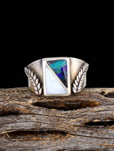 Vintage Native Sterling Silver Multistone Inlay Ring, Size 9 1/2 - PuebloDirect.com