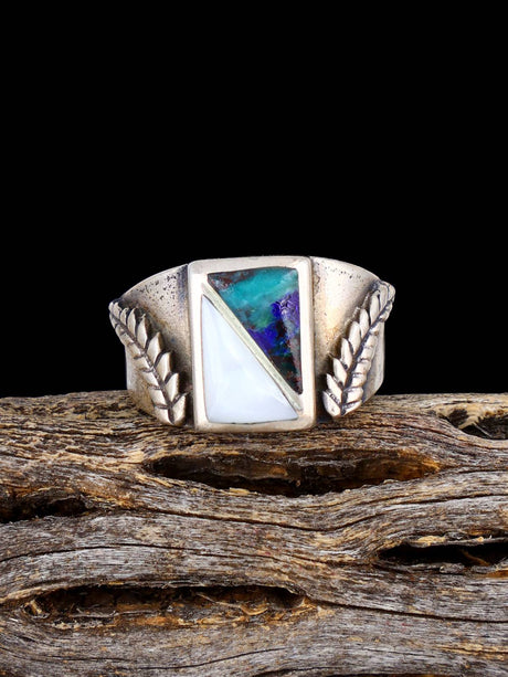 Vintage Native Sterling Silver Multistone Inlay Ring, Size 9 1/2 - PuebloDirect.com