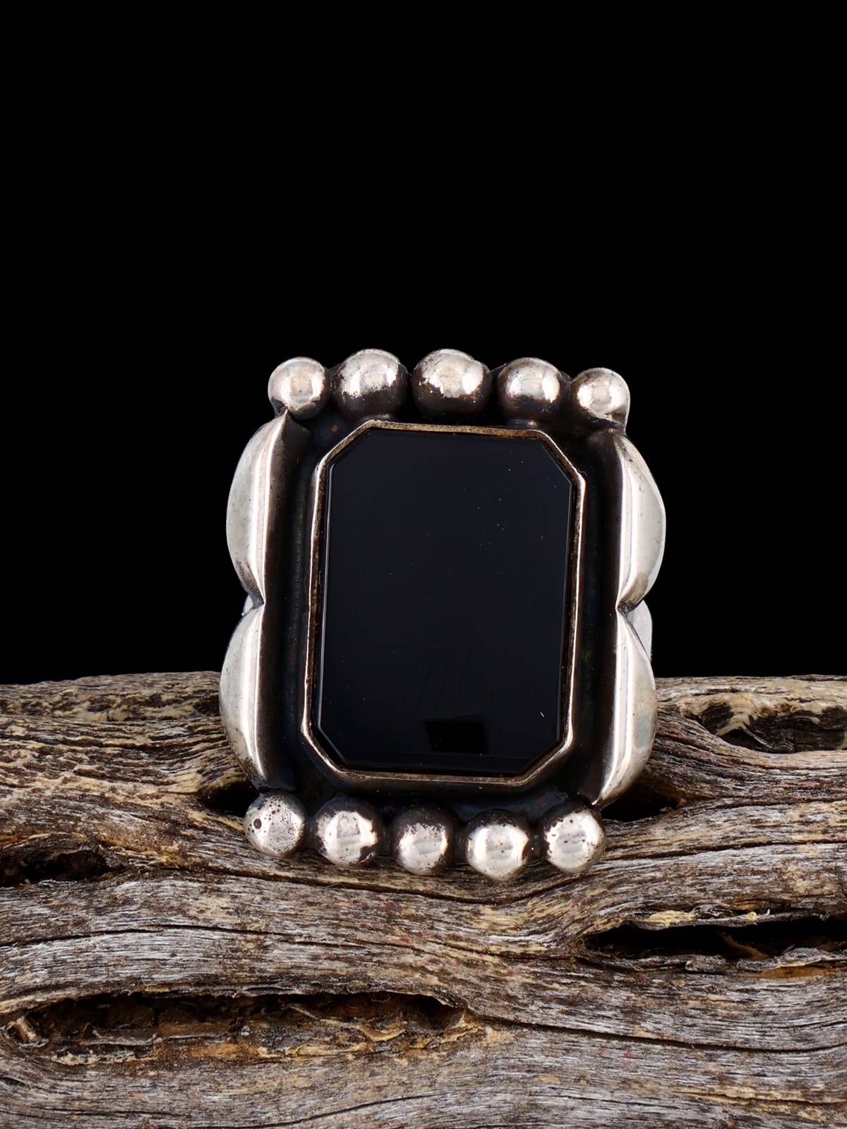 Vintage Sterling Silver Black Onyx Ring, Size 7 1/4