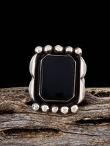 Vintage Sterling Silver Black Onyx Ring, Size 7 1/4