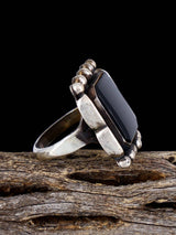 Vintage Sterling Silver Black Onyx Ring, Size 7 1/4