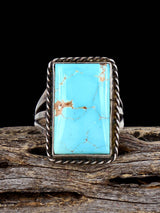 Estate Native American Sterling Silver Natural Turquoise Ring, Size 7 - PuebloDirect.com