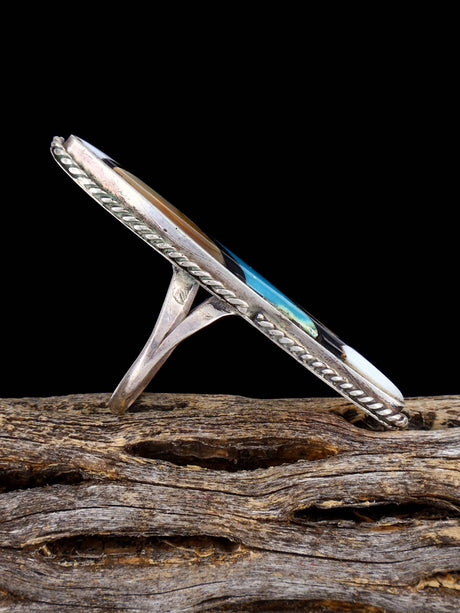 Vintage Native Sterling Silver Multistone Inlay Ring, Size 6 - PuebloDirect.com