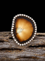 Vintage Sterling Silver Petrified Wood Ring, Size 6