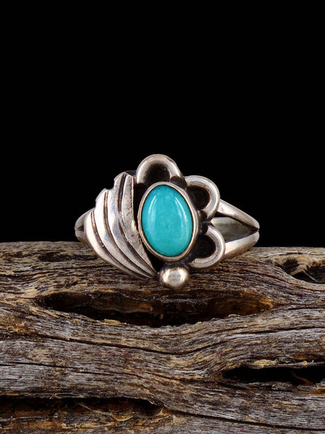 Estate Native Sterling Silver Turquoise Ring, Size 5 1/2 - PuebloDirect.com