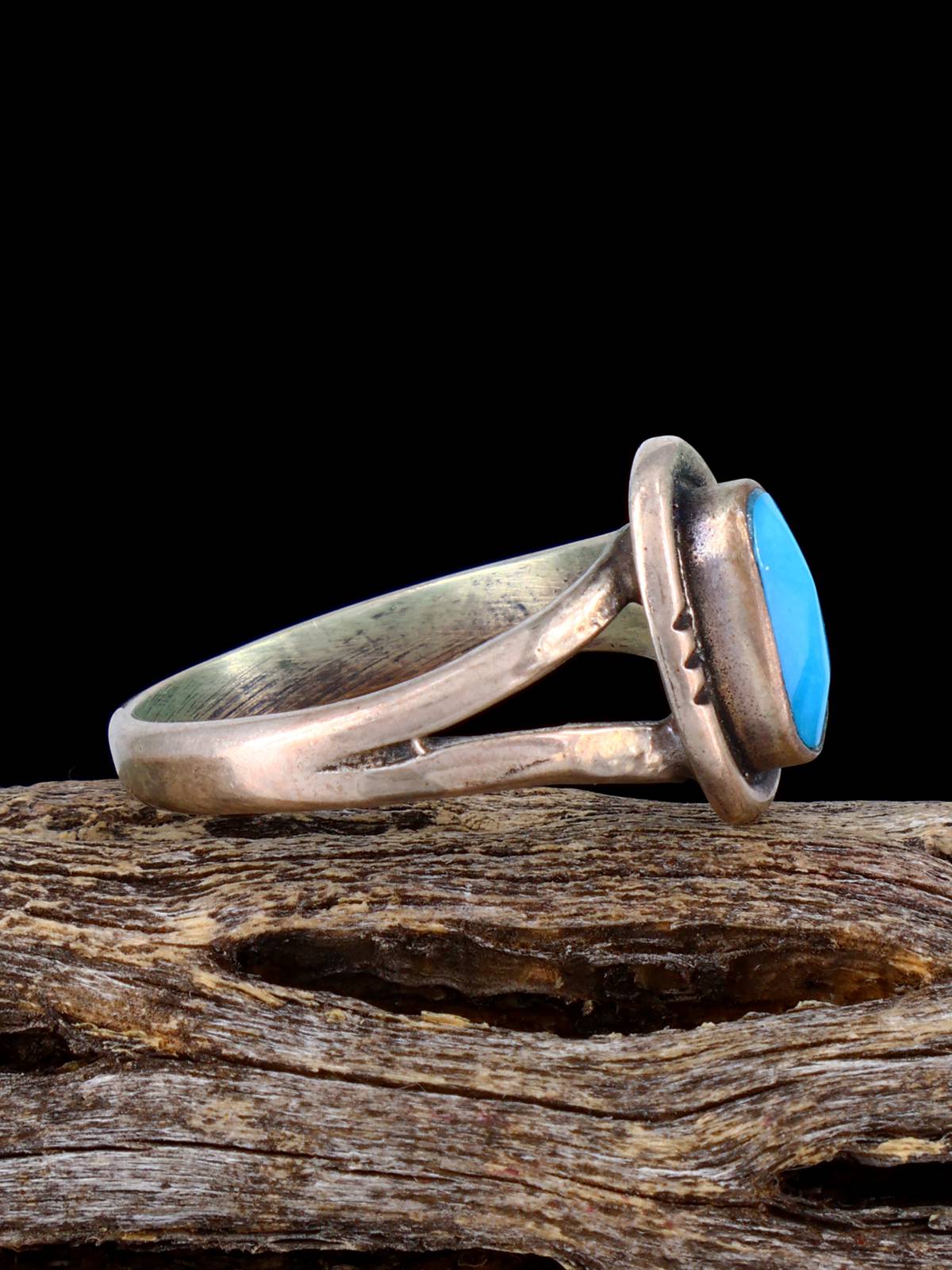 Estate Native Sterling Silver Turquoise Ring, Size 7 1/4 - PuebloDirect.com