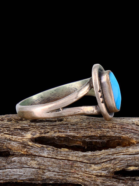 Estate Native Sterling Silver Turquoise Ring, Size 7 1/4 - PuebloDirect.com