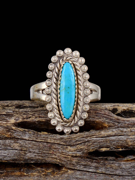 Estate Native Turquoise Sterling Silver Ring, Size 5 1/2 - PuebloDirect.com