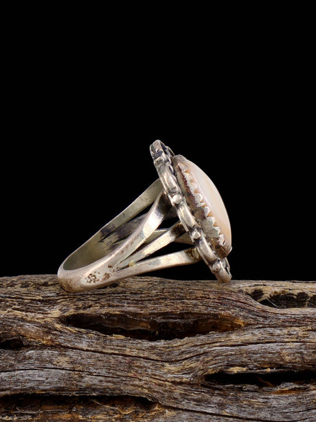 Vintage Native Pink Shell Sterling Silver Ring, Size 6 - PuebloDirect.com