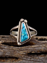 Estate Native Sterling Silver Turquoise Chip Inlay Ring, Size 6 3/4 - PuebloDirect.com