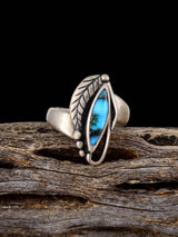 Estate Native Turquoise Sterling Silver Ring, Size 4 1/2 - PuebloDirect.com