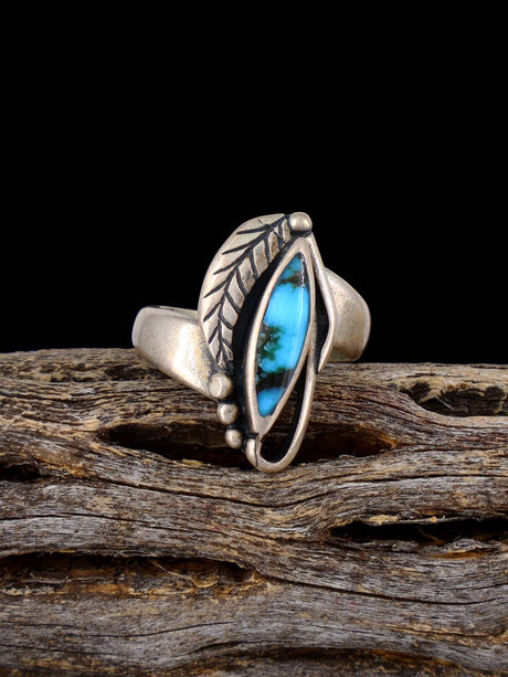Estate Native Turquoise Sterling Silver Ring, Size 4 1/2 - PuebloDirect.com