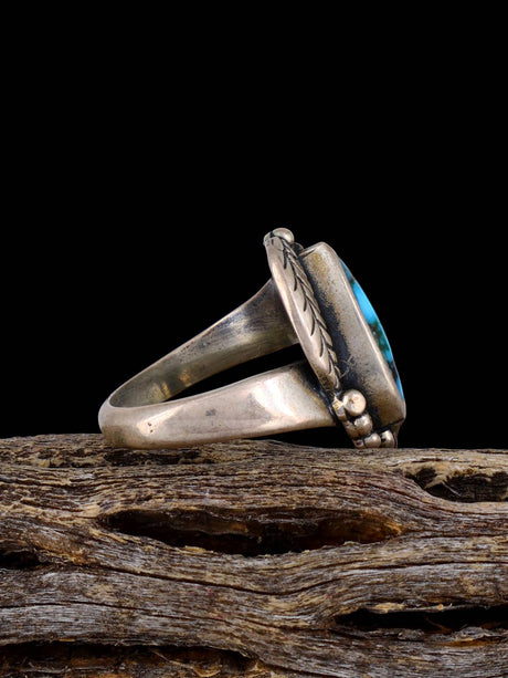 Estate Native Turquoise Sterling Silver Ring, Size 4 1/2 - PuebloDirect.com