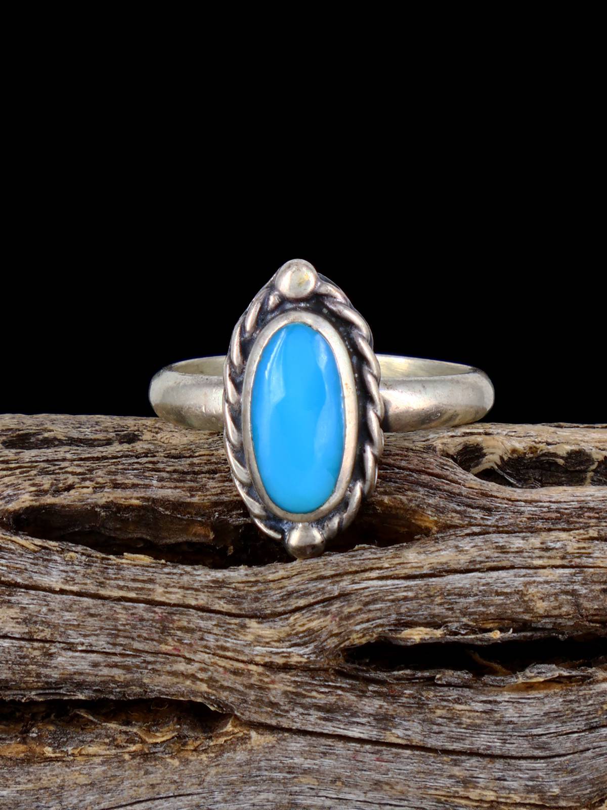 Estate Native Sterling Silver Turquoise Ring, Size 5 1/2 - PuebloDirect.com