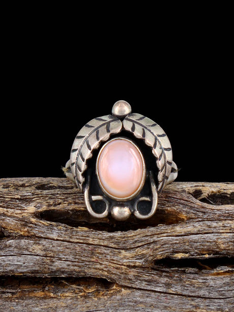 Estate Native Pink Shell Sterling Silver Ring, Size 5 - PuebloDirect.com