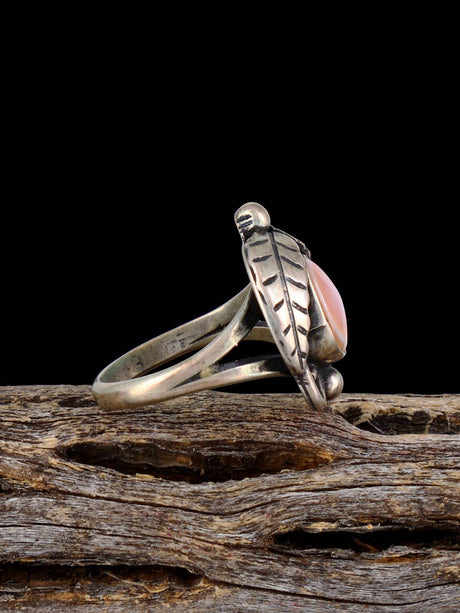 Estate Native Pink Shell Sterling Silver Ring, Size 5 - PuebloDirect.com