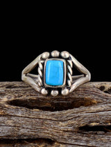 Estate Native Sterling Silver Turquoise Ring, Size 5 3/4 - PuebloDirect.com