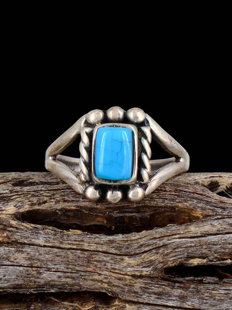Estate Native Sterling Silver Turquoise Ring, Size 5 3/4 - PuebloDirect.com