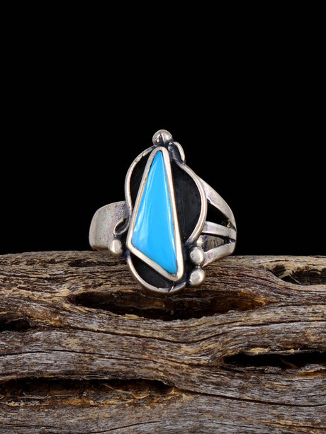 Estate Native Turquoise Sterling Silver Ring, Size 5 - PuebloDirect.com