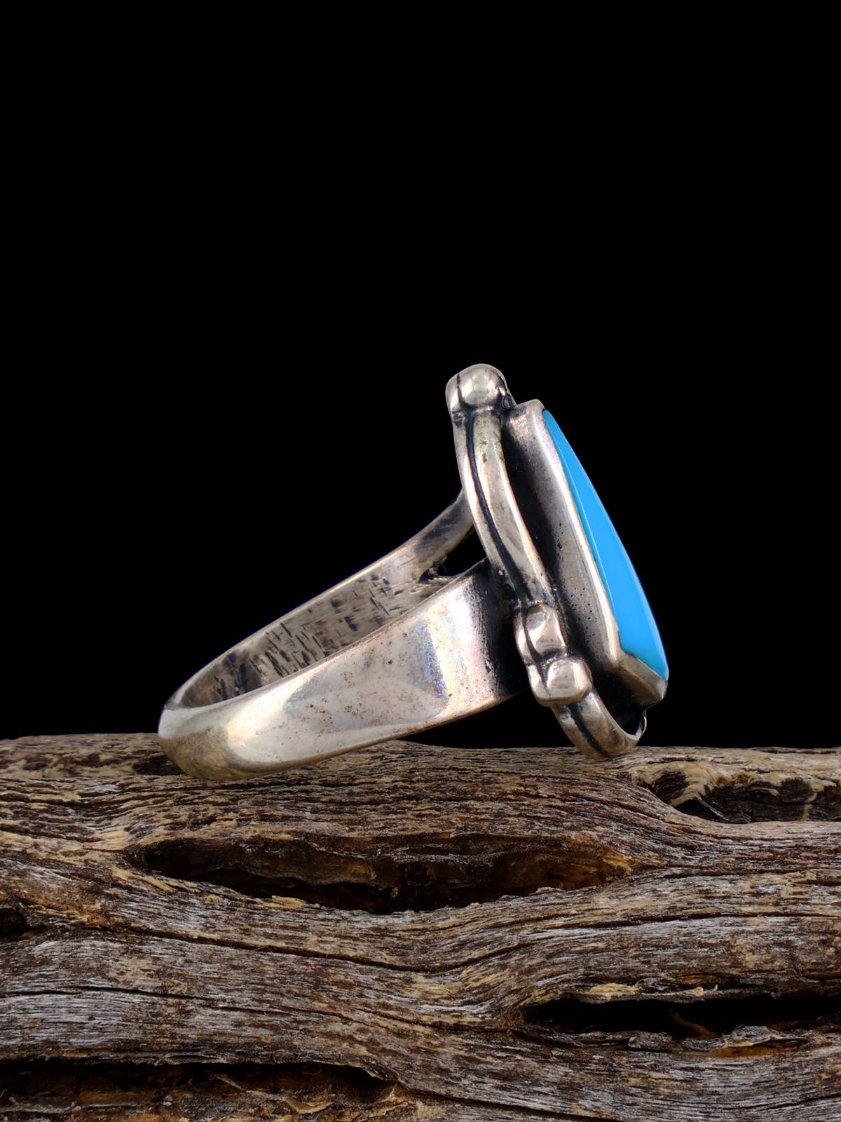 Estate Native Turquoise Sterling Silver Ring, Size 5 - PuebloDirect.com