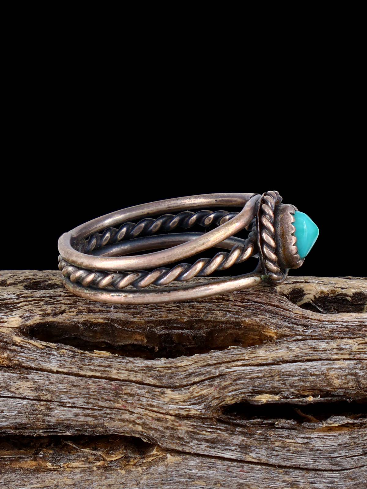 Estate Native Sterling Silver Turquoise Ring, Size 5 3/4 - PuebloDirect.com