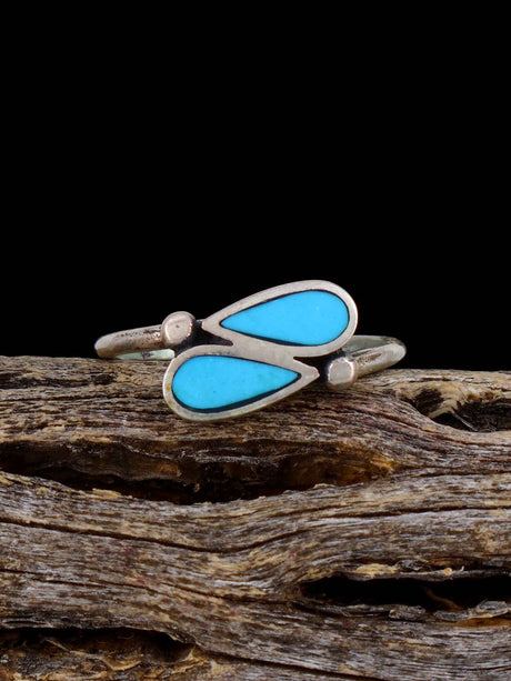 Vintage Native Sterling Silver Turquoise Ring, Size 4 1/4 - PuebloDirect.com