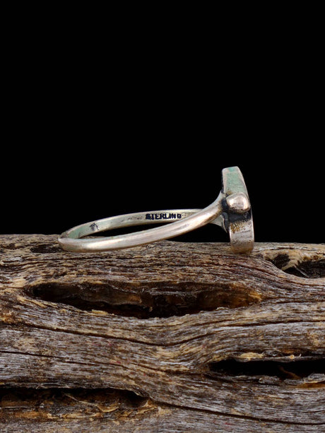 Vintage Native Sterling Silver Turquoise Ring, Size 4 1/4 - PuebloDirect.com