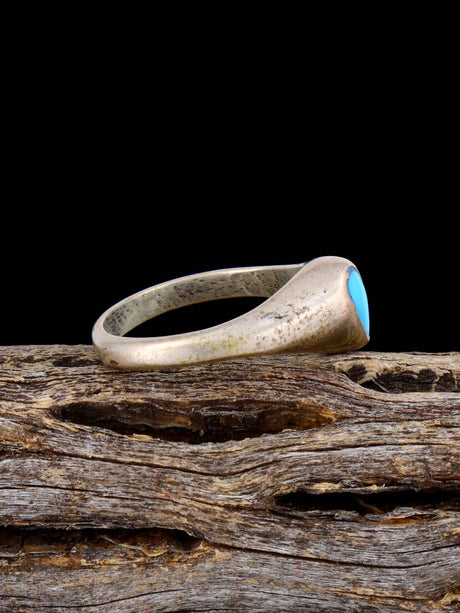 Vintage Native Sterling Silver Turquoise Ring, Size 6 1/2 - PuebloDirect.com
